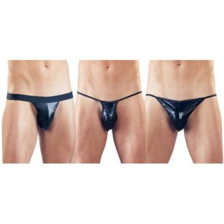 Svenjoyment Underwear 3Delige Wetlook String Set