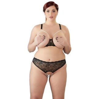 Cottelli Collection Pearl Lingerieset Met Open Cups En Kruis