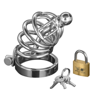 XR Brands Asylum - Chastity Cage with 4 Rings - S/M