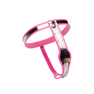 XR Brands Stainless Steel Adjustable Female Chastity Belt - Pink